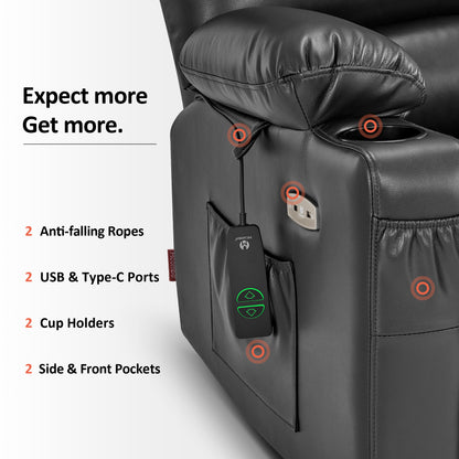 Power Lift Recliner Chair, Massage and Heat, Faux Leather 7095|7099|R7092|R7096