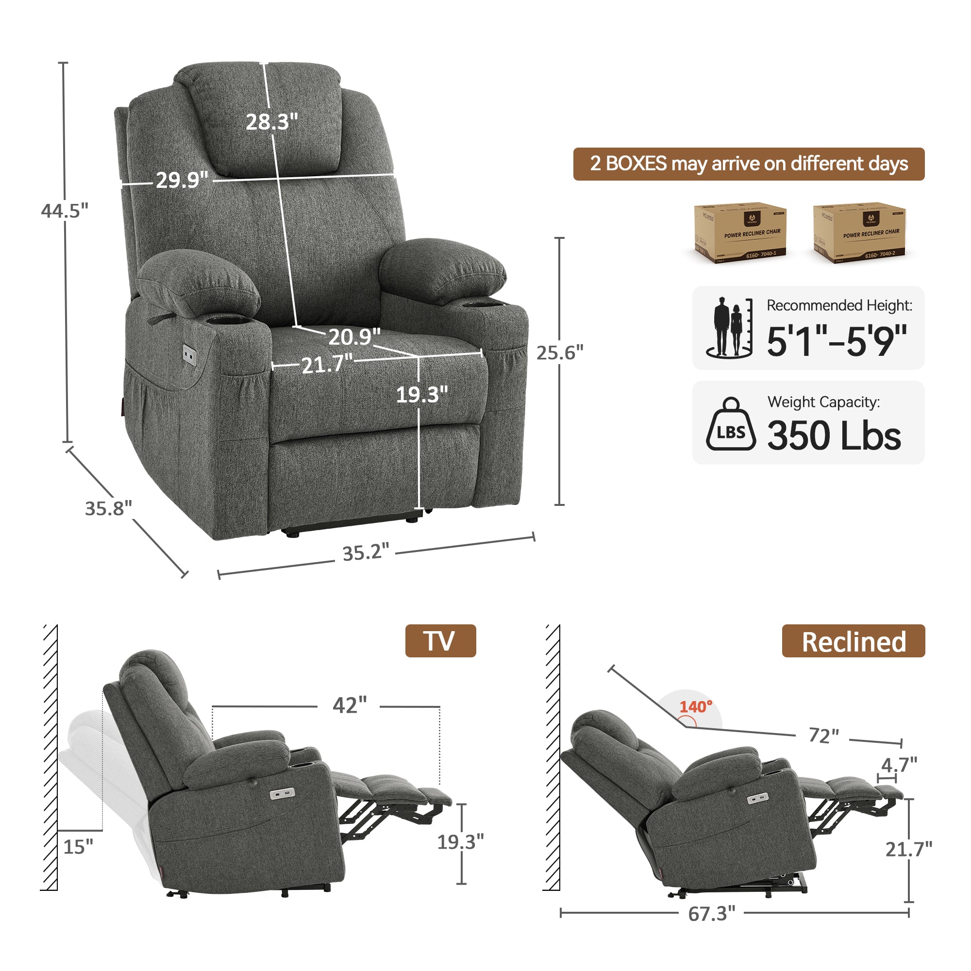 Power Lift Recliner Chair for Elderly, Massage and Heat, Fabric 7040|7516|7141|R7042|R7045|R7510