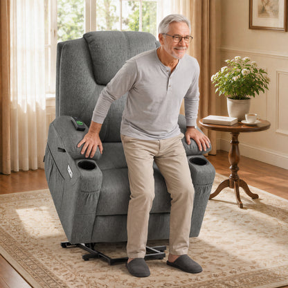 Power Lift Recliner Chair for Elderly, Massage and Heat, Fabric 7040|7516|7141|R7042|R7045|R7510
