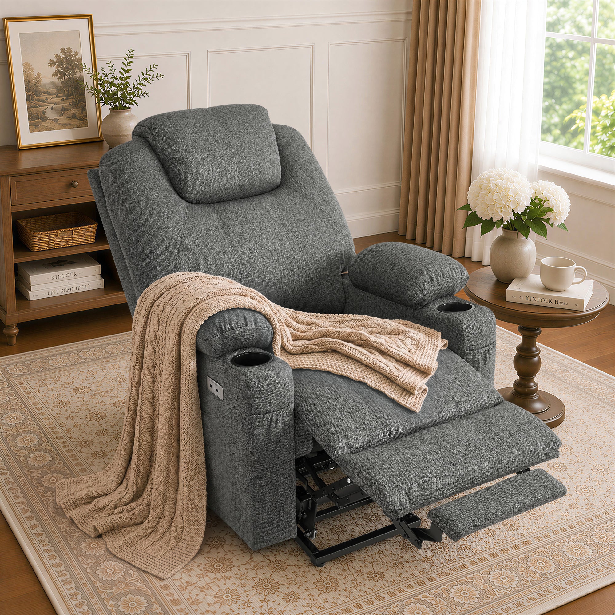 Power Lift Recliner Chair for Elderly, Massage and Heat, Fabric 7040|7516|7141|R7042|R7045|R7510