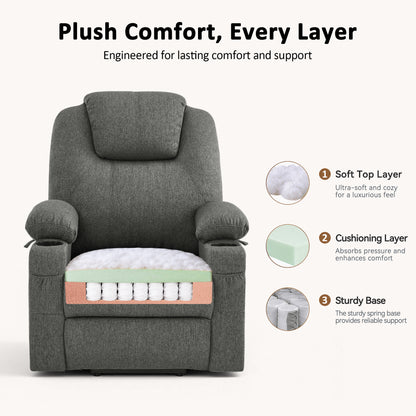 Power Lift Recliner Chair for Elderly, Massage and Heat, Fabric 7040|7516|7141|R7042|R7045|R7510