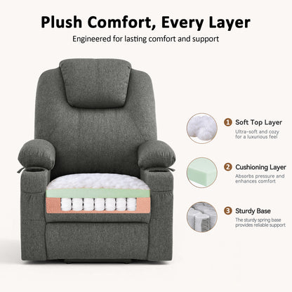 Power Lift Recliner Chair for Elderly, Massage and Heat, Fabric 7040|7516|7141|R7042|R7045|R7510