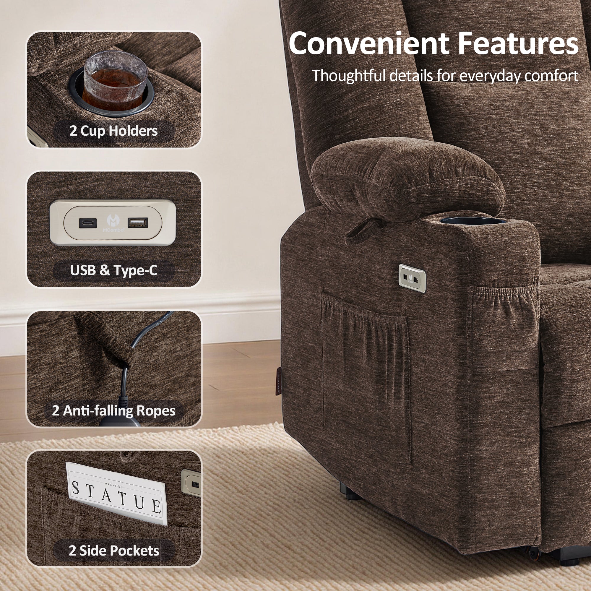 Power Lift Recliner with Airbag Massage for Eldery 7507