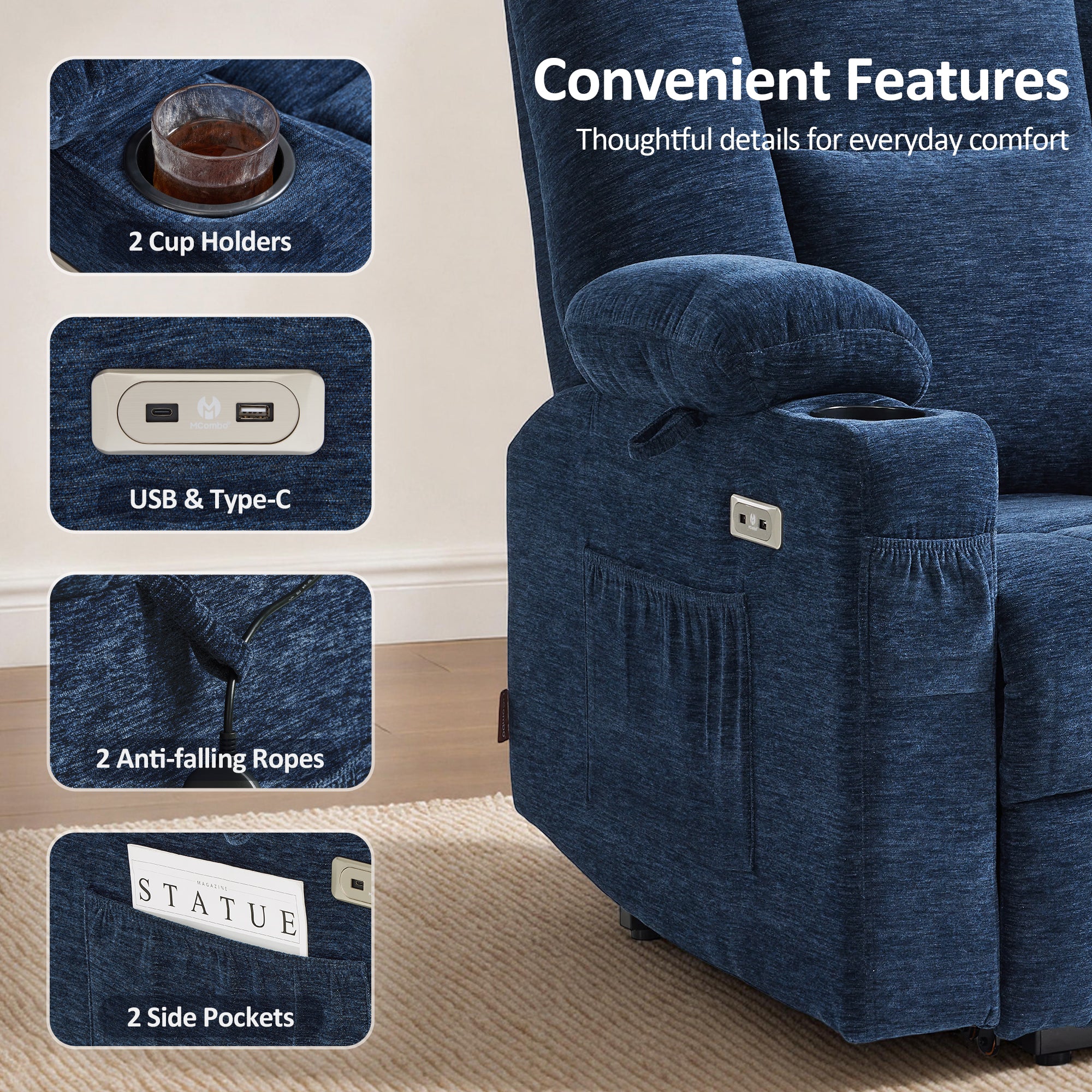 Power Lift Recliner with Airbag Massage for Eldery 7507