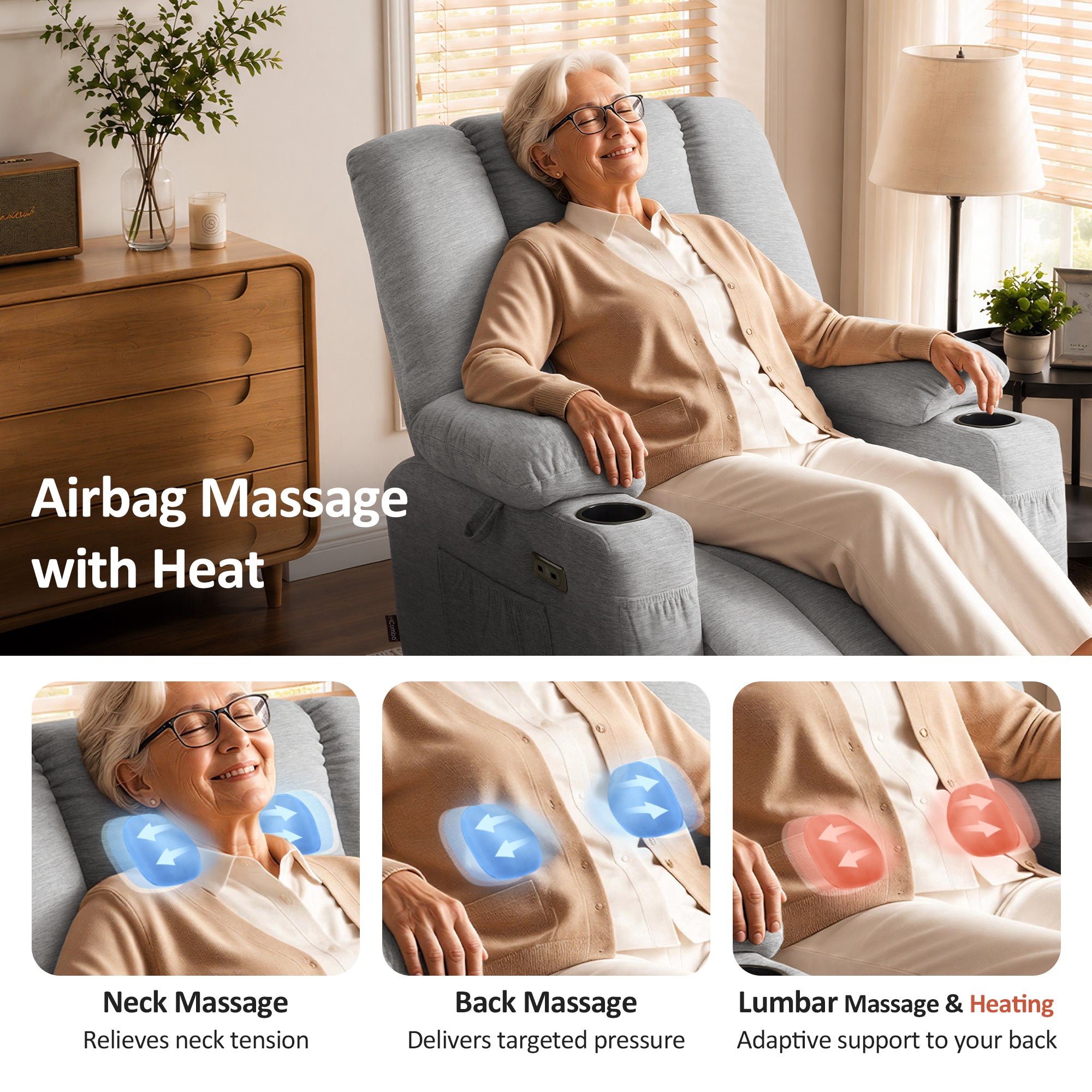 Power Lift Recliner with Airbag Massage for Eldery 7507