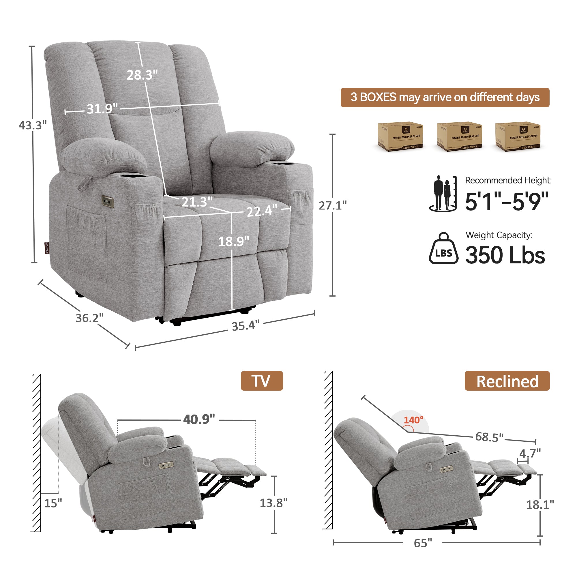 Power Lift Recliner with Airbag Massage for Eldery 7507