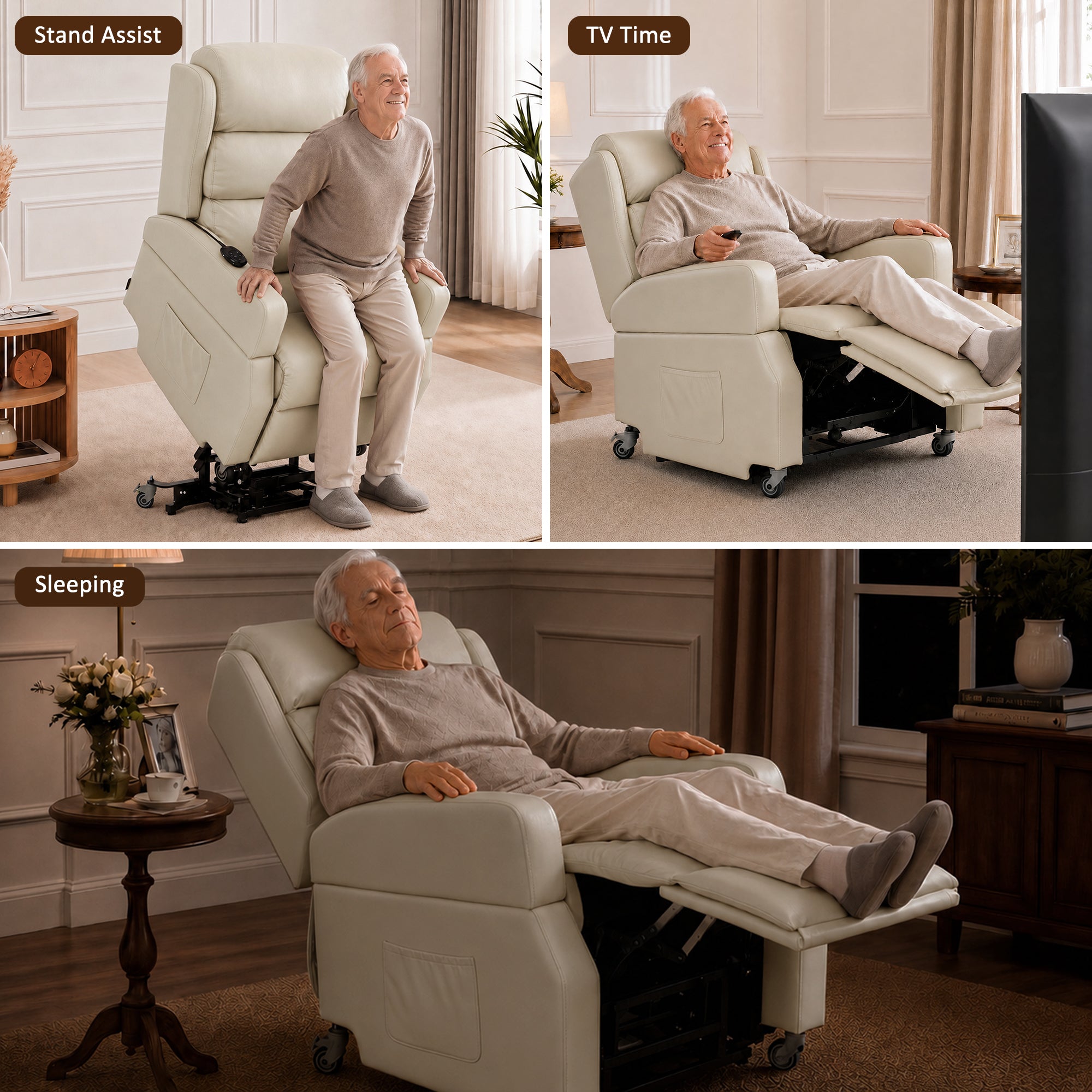 Power Lift Recliner with Wheels & Removable Armrests 7118