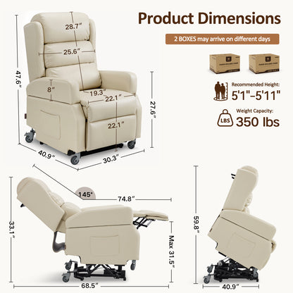 Power Lift Recliner with Wheels & Removable Armrests 7118