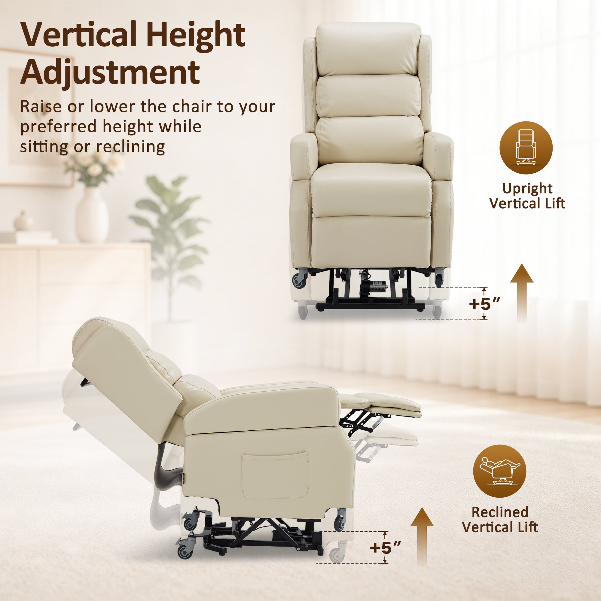 Power Lift Recliner with Wheels & Removable Armrests 7118