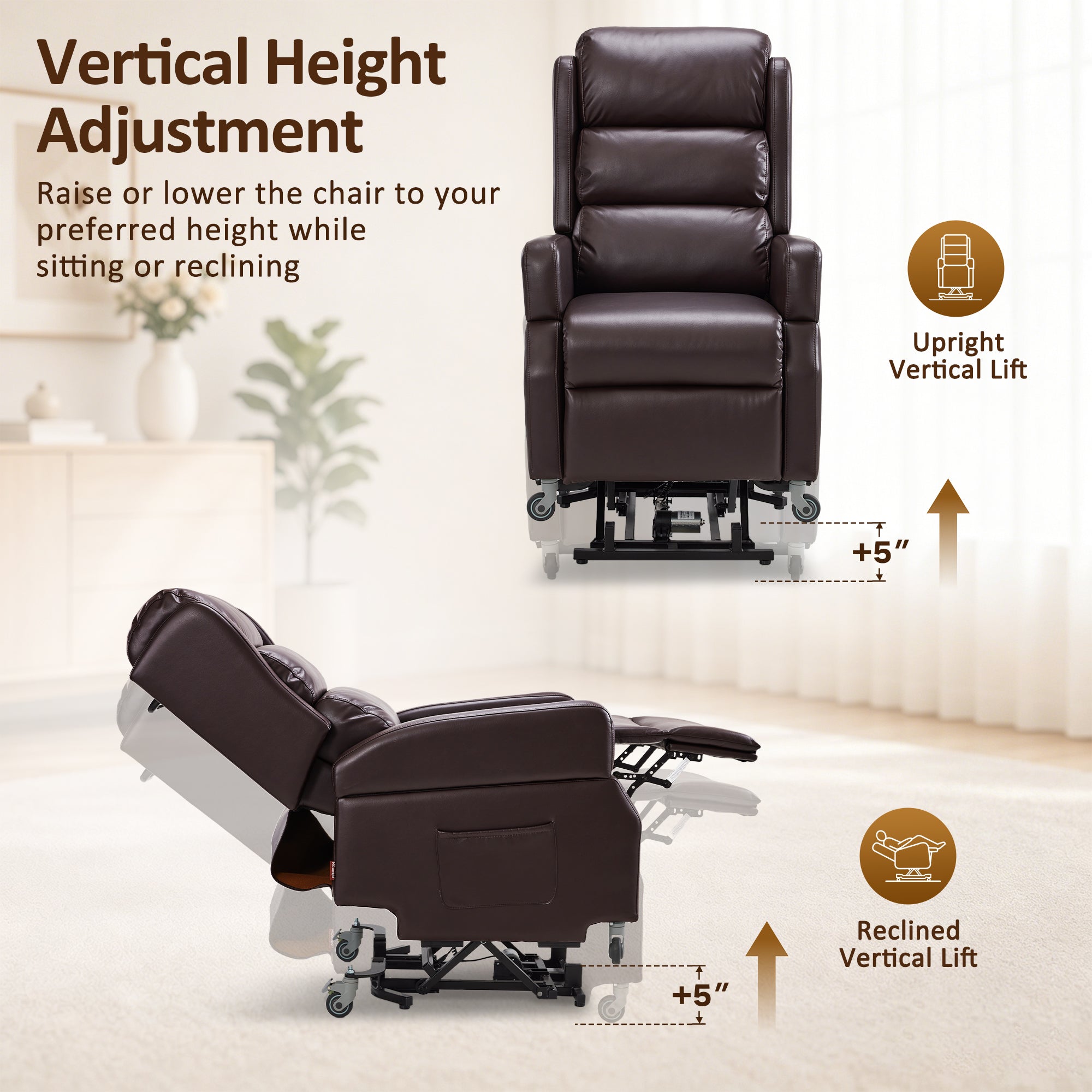 Power Lift Recliner with Wheels & Removable Armrests 7118