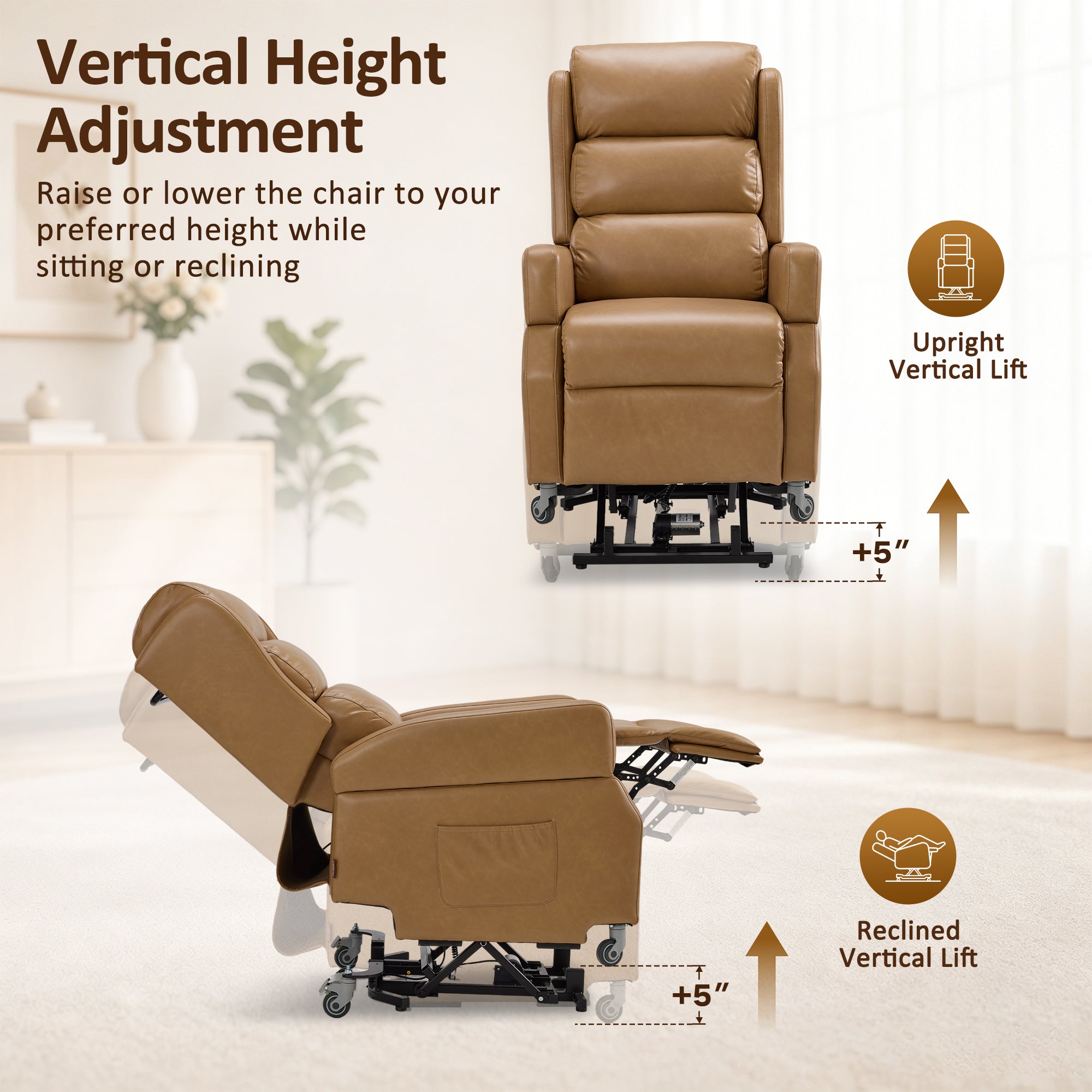 Power Lift Recliner with Wheels & Removable Armrests 7118