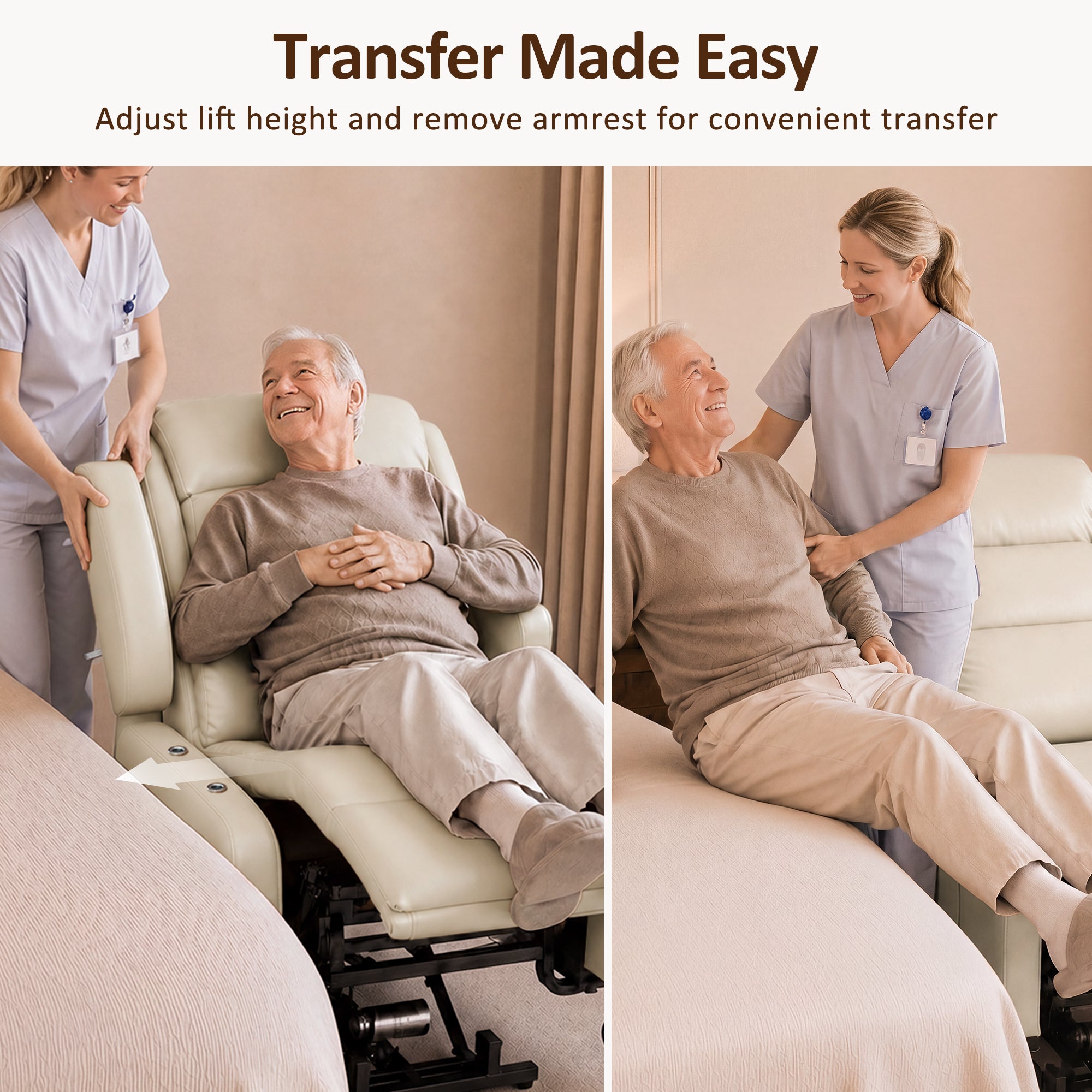 Power Lift Recliner with Wheels & Removable Armrests 7118