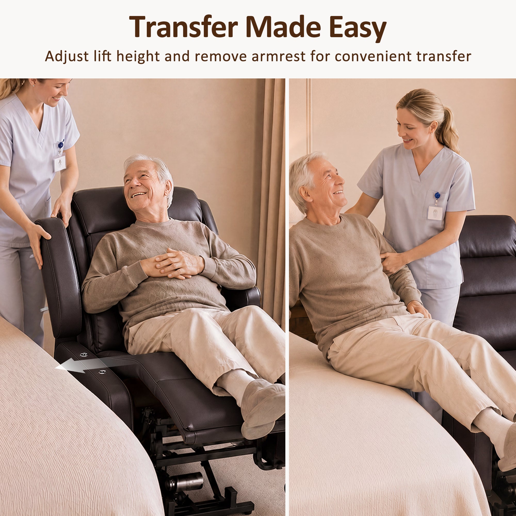 Power Lift Recliner with Wheels & Removable Armrests 7118