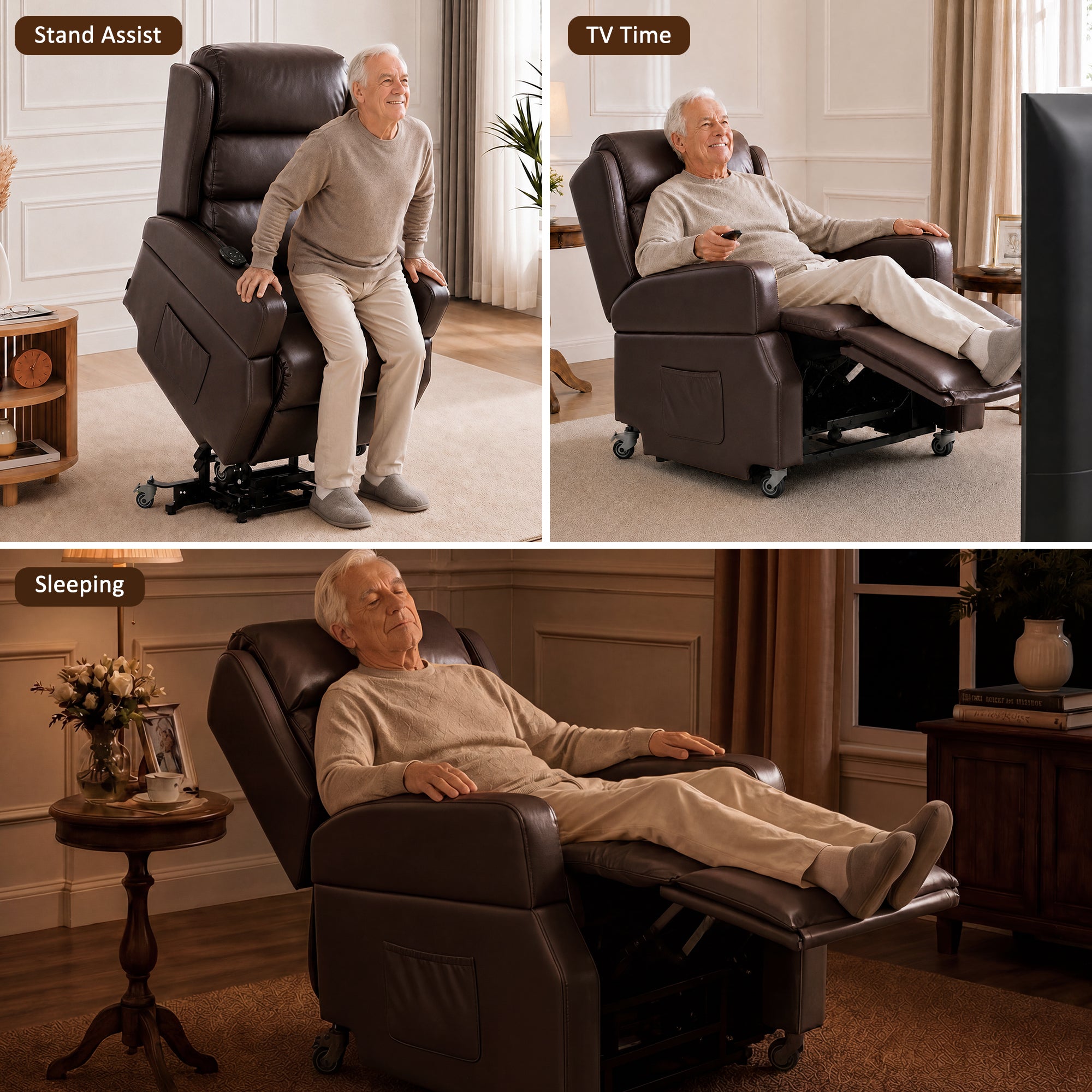 Power Lift Recliner with Wheels & Removable Armrests 7118