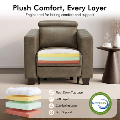 Zero Wall Hugger Power Recliner Chair for Adult HL128 | Power Headrest, USB A & C Charge Ports, Small Spaces, Solid Wood Legs, Breathable Faux Leather