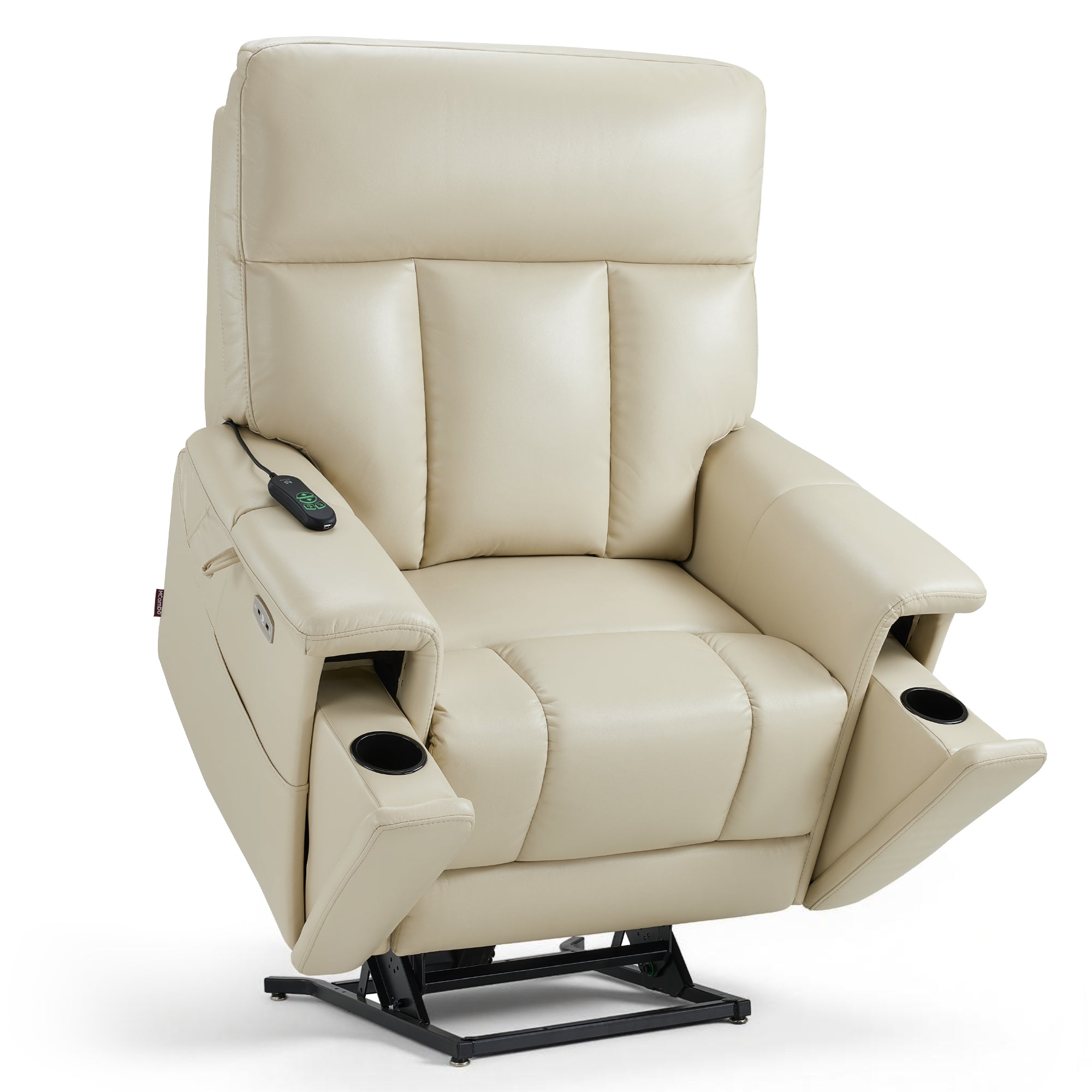 MCombo Heavy Duty Lift Chair for Elderly, Extra Wide Dual Motor Power Lift Recliner 450lbs with Hidden Cup Holders, USB Charging, Breathable Faux Leather R7777