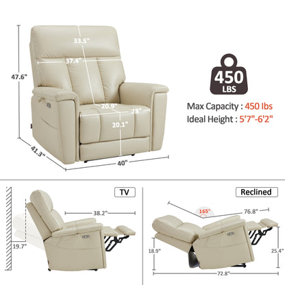 MCombo Heavy Duty Lift Chair for Elderly, Extra Wide Dual Motor Power Lift Recliner 450lbs with Hidden Cup Holders, USB Charging, Breathable Faux Leather R7777