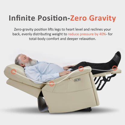 MCombo Heavy Duty Lift Chair for Elderly, Extra Wide Dual Motor Power Lift Recliner 450lbs with Hidden Cup Holders, USB Charging, Breathable Faux Leather R7777