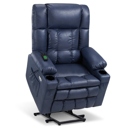 Dual Motor Power Lift Recliner Chair for Elderly, Massage and Heat, Lay Flat for Sleeping, Faux Leather 7890|7893|7896|R7891|R7897|R7894