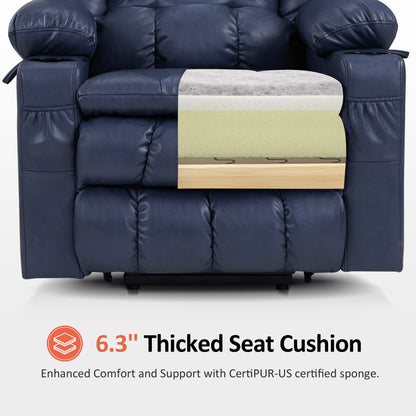 Dual Motor Power Lift Recliner Chair for Elderly, Massage and Heat, Lay Flat for Sleeping, Faux Leather 7890|7893|7896|R7891|R7897|R7894
