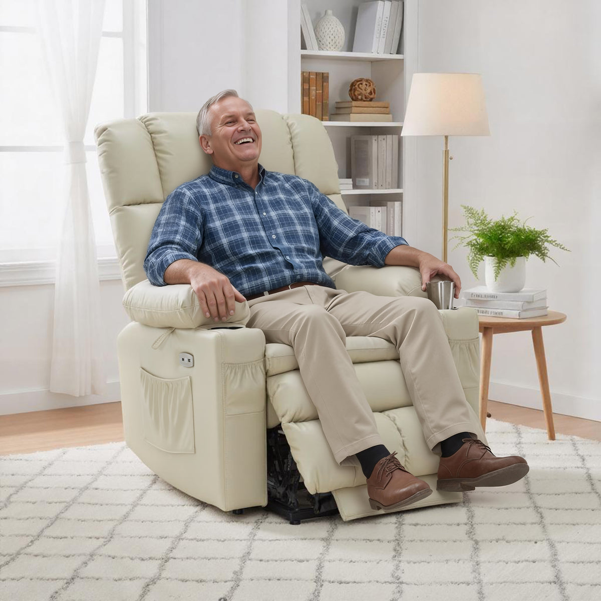 Dual Motor Power Lift Recliner Chair, Massage and Heat, Lay Flat for S ...