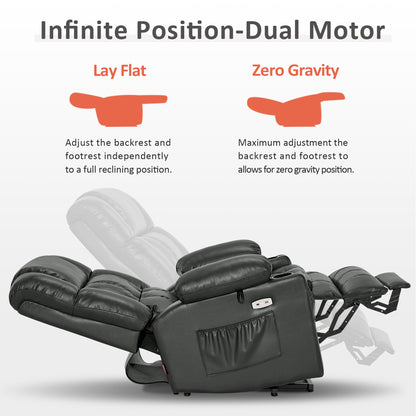 Power Lift Recliner Chair for Elderly, Dual Motor, Massage and Heat, Faux Leather 7890|7893|7896|R7891|R7897|R7894