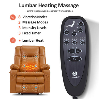 Dual Motor Power Lift Recliner Chair, Massage and Heat, Lay Flat for Sleeping, Faux Leather 7890|7893|7896|R7891|R7897|R7894