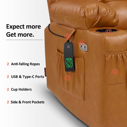 Dual Motor Power Lift Recliner Chair, Massage and Heat, Lay Flat for Sleeping, Faux Leather 7890|7893|7896|R7891|R7897|R7894
