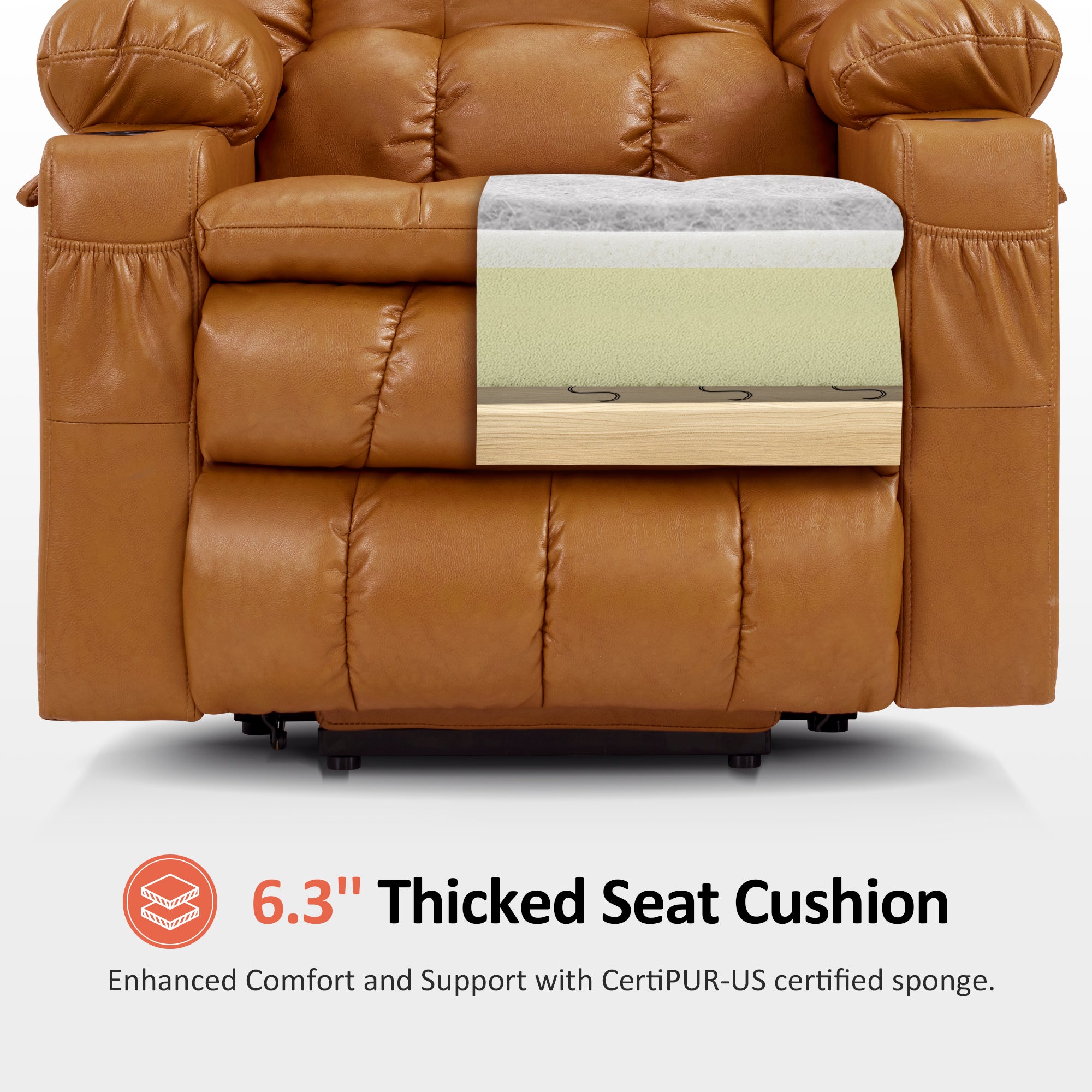 Dual Motor Power Lift Recliner Chair, Massage and Heat, Lay Flat for Sleeping, Faux Leather 7890|7893|7896|R7891|R7897|R7894