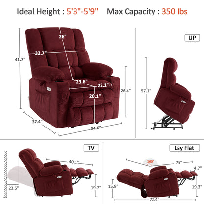 Power Lift Recliner Chair for Elderly, Dual Motor, Massage and Heat, Fabric 7890|7893|7896|R7897|R7891|R7894
