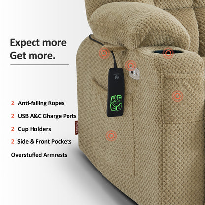 Dual Motor Power Lift Recliner Chair for Elderly, Massage and Heat, Lay Flat for Sleeping, Fabric 7890|7893|7896|R7897|R7891|R7894