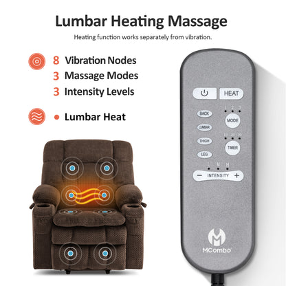 Dual Motor Power Lift Recliner Chair for Elderly, Massage and Heat, Lay Flat for Sleeping, Fabric 7890|7893|7896|R7897|R7891|R7894
