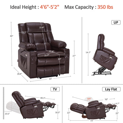 Dual Motor Power Lift Recliner Chair, Massage and Heat, Lay Flat for Sleeping, Faux Leather 7890|7893|7896|R7891|R7897|R7894