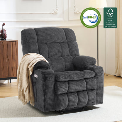 Dual Motor Power Lift Recliner Chair for Elderly, Massage and Heat, Lay Flat for Sleeping, Fabric 7890|7893|7896|R7897|R7891|R7894