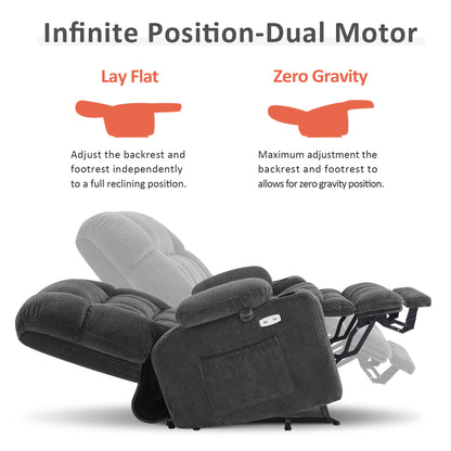 Dual Motor Power Lift Recliner Chair for Elderly, Massage and Heat, Lay Flat for Sleeping, Fabric 7890|7893|7896|R7897|R7891|R7894