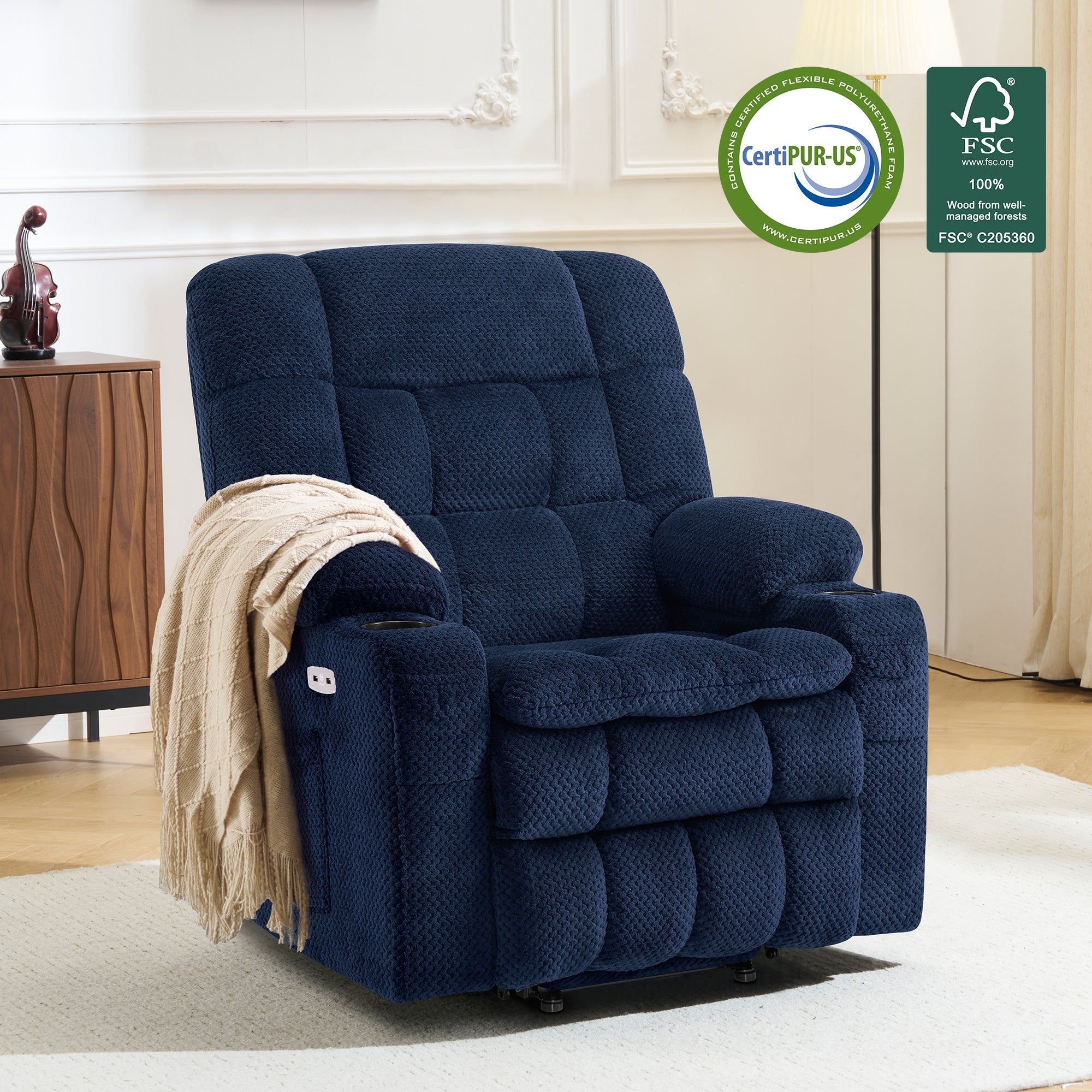 Dual Motor Power Lift Recliner Chair for Elderly, Massage and Heat, Lay Flat for Sleeping, Fabric 7890|7893|7896|R7897|R7891|R7894