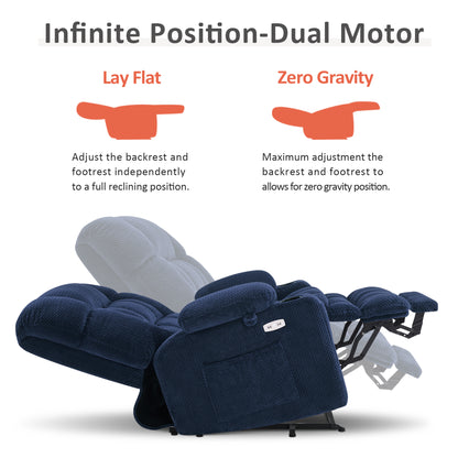 Dual Motor Power Lift Recliner Chair for Elderly, Massage and Heat, Lay Flat for Sleeping, Fabric 7890|7893|7896|R7897|R7891|R7894