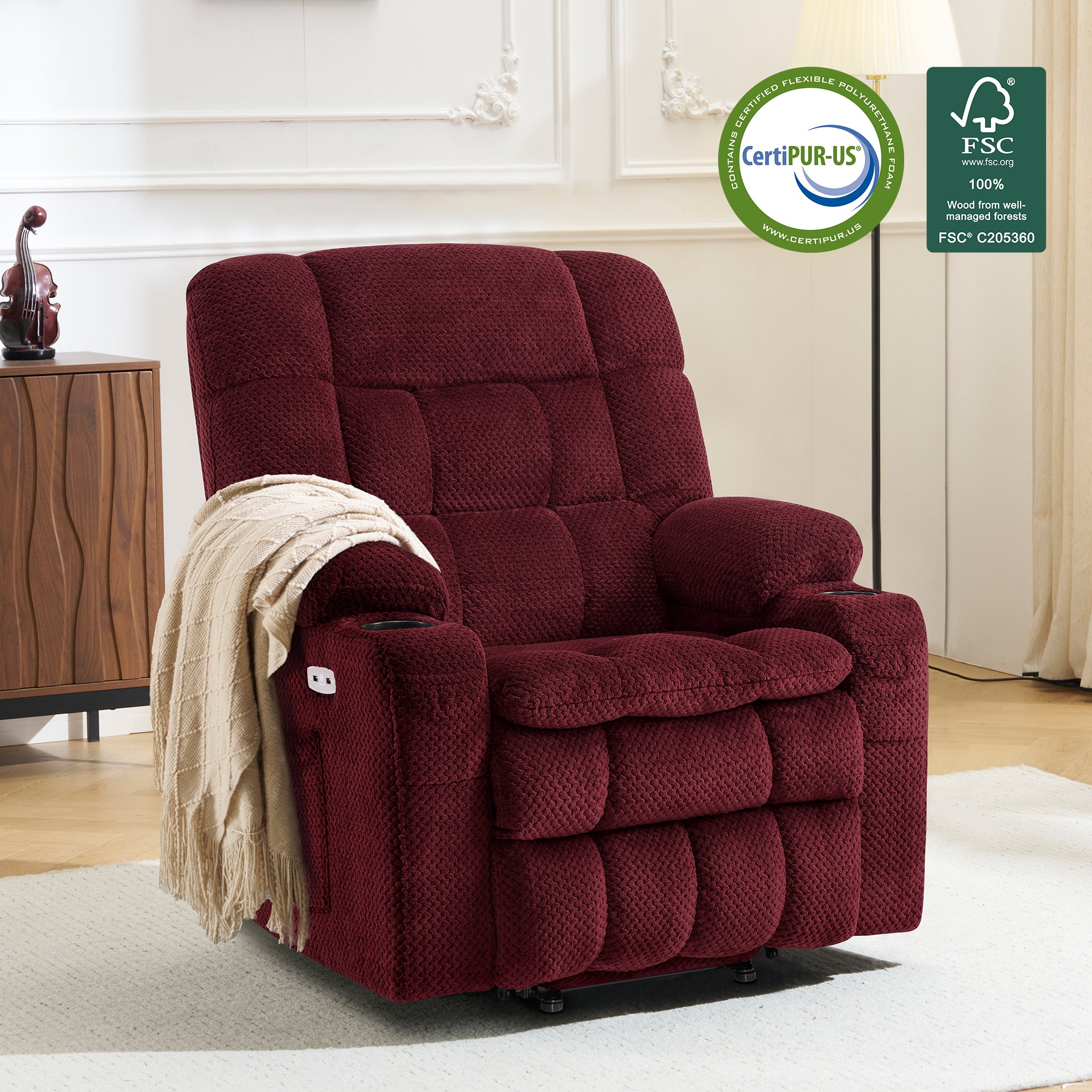 Dual Motor Power Lift Recliner Chair for Elderly, Massage and Heat, Lay Flat for Sleeping, Fabric 7890|7893|7896|R7897|R7891|R7894