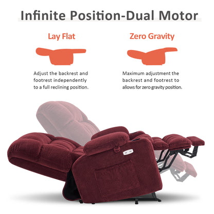 Dual Motor Power Lift Recliner Chair for Elderly, Massage and Heat, Lay Flat for Sleeping, Fabric 7890|7893|7896|R7897|R7891|R7894