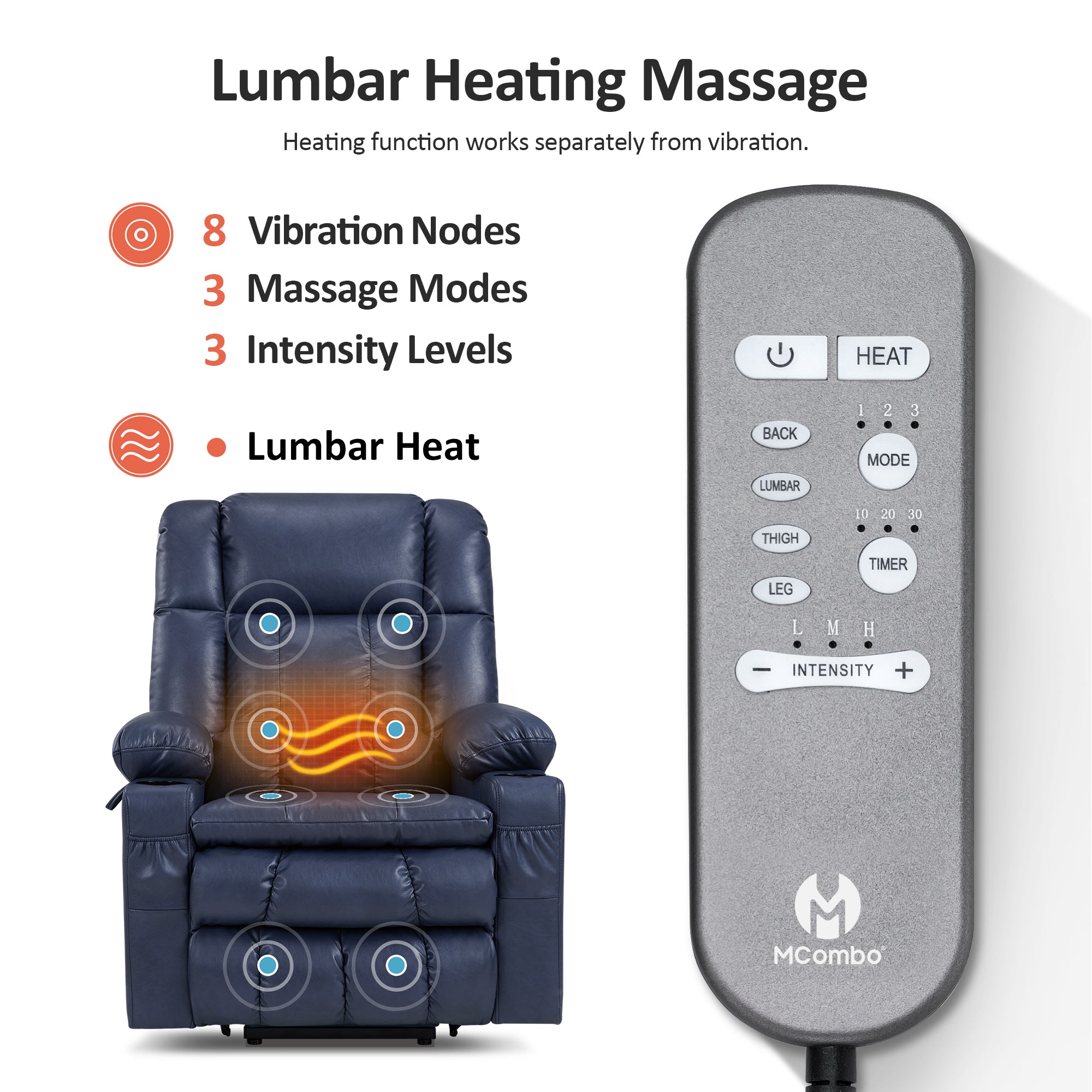 Dual Motor Power Lift Recliner Chair, Massage and Heat, Lay Flat for Sleeping, Faux Leather 7890|7893|7896|R7891|R7897|R7894