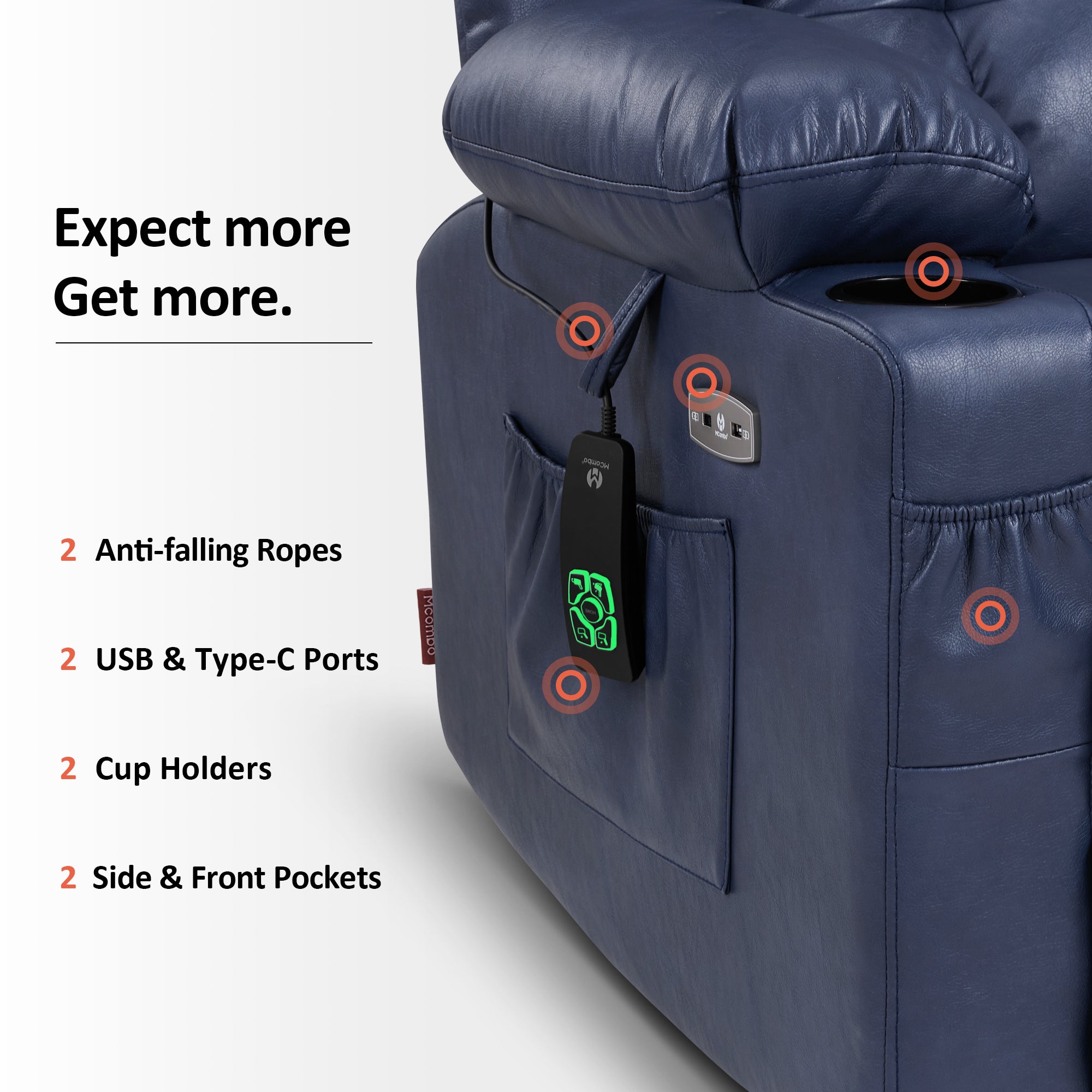 Dual Motor Power Lift Recliner Chair, Massage and Heat, Lay Flat for Sleeping, Faux Leather 7890|7893|7896|R7891|R7897|R7894