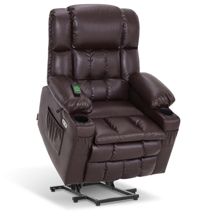 Dual Motor Power Lift Recliner Chair, Massage and Heat, Lay Flat for Sleeping, Faux Leather 7890|7893|7896|R7891|R7897|R7894