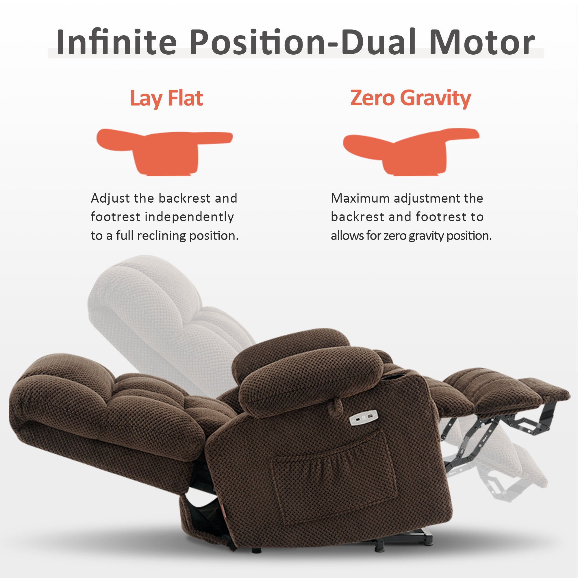 Dual Motor Power Lift Recliner Chair for Elderly, Massage and Heat, Lay Flat for Sleeping, Fabric 7890|7893|7896|R7897|R7891|R7894