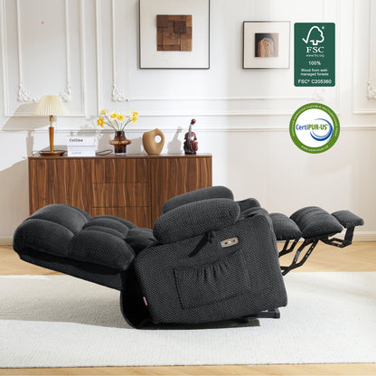 Dual Motor Power Lift Recliner Chair for Elderly, Massage and Heat, Lay Flat for Sleeping, Fabric 7890|7893|7896|R7897|R7891|R7894