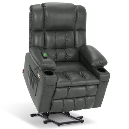 Dual Motor Power Lift Recliner Chair, Massage and Heat, Lay Flat for Sleeping, Faux Leather 7890|7893|7896|R7891|R7897|R7894