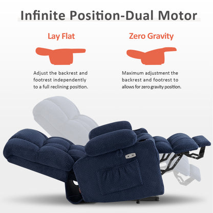 Dual Motor Power Lift Recliner Chair for Elderly, Massage and Heat, Lay Flat for Sleeping, Fabric 7890|7893|7896|R7897|R7891|R7894