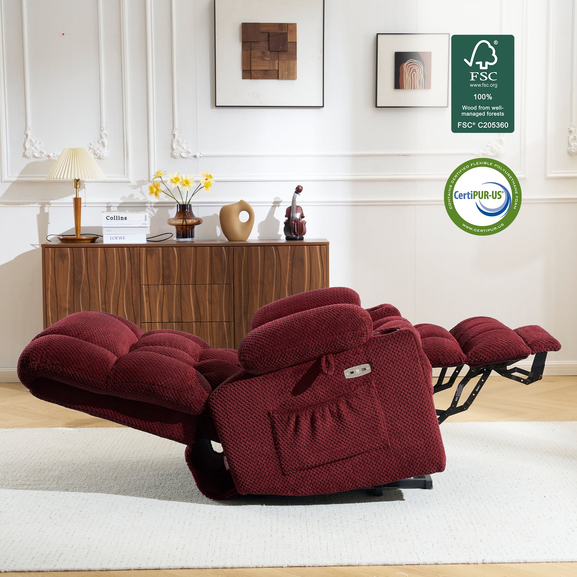 Dual Motor Power Lift Recliner Chair for Elderly, Massage and Heat, Lay Flat for Sleeping, Fabric 7890|7893|7896|R7897|R7891|R7894
