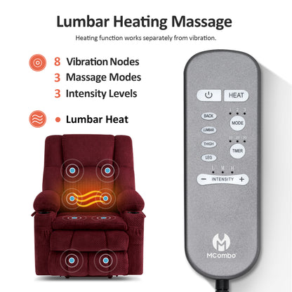 Dual Motor Power Lift Recliner Chair for Elderly, Massage and Heat, Lay Flat for Sleeping, Fabric 7890|7893|7896|R7897|R7891|R7894