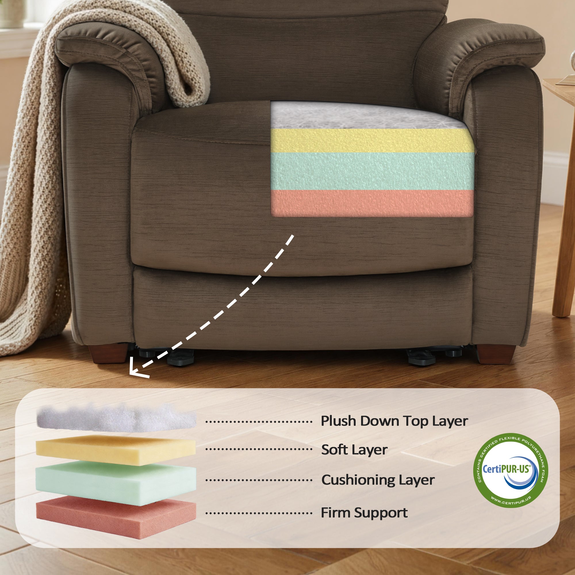 Zero Wall-Hugger Power Recliner Chair, Small Spaces and RV, Fabric ST257