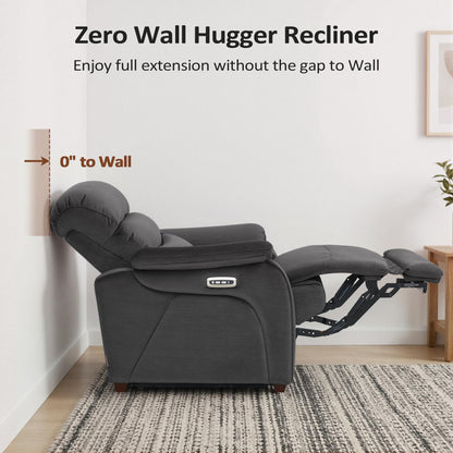 Zero Wall-Hugger Power Recliner Chair, Small Spaces and RV, Fabric ST257